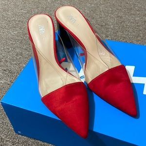 Zara Red Mule Heels